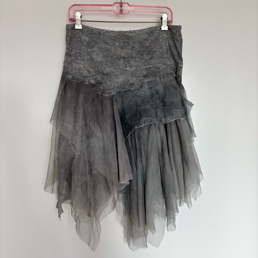 New FREE‎ PEOPLE X BRENDA KNIGHT FAIRY CHIFFON MINI SKIRT Gray Layered Size S - Picture 6 of 9